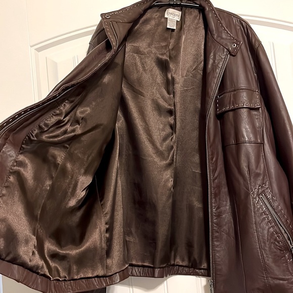 Chico’s, leather jacket, chocolate brown - Picture 3 of 5